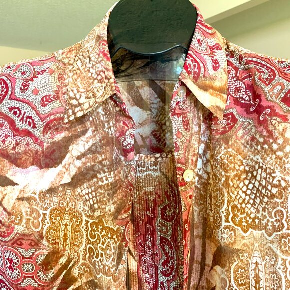 NWOT Alfred Dunner 2 in 1 Paisley Brown and Pink Blouse with Tank Top size 12 - Picture 4 of 7